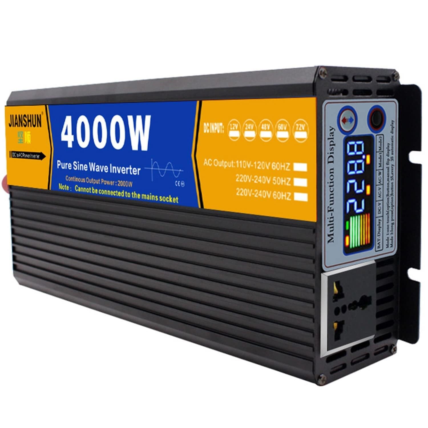 CZVJUKBYP 3000w 4000w 5000w 6000w 8000w Pure Sine Wave Power Inverter Dc 12V 24V 48V 60V to Ac 110V 220V with Socket(4000W,60Vto110V)