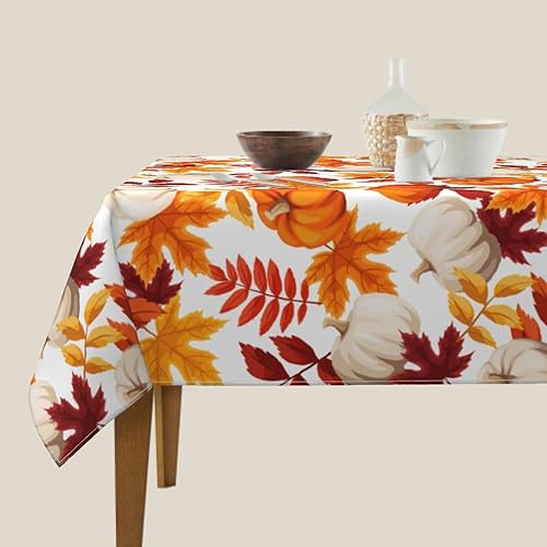 Miniatura 4 de Mantel cuadrado de Acción de Gracias de 60 pulgadas, diseño de hojas de arce, otoño, cosecha de otoño, calabaza, hojas de arce, decoración de