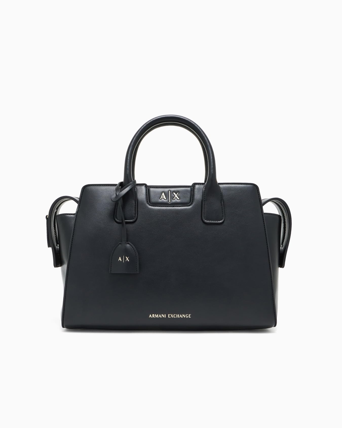 Armani Exchange Women Amelie, Gold Details, Logo Charm Tote Bag m, Black, One Size