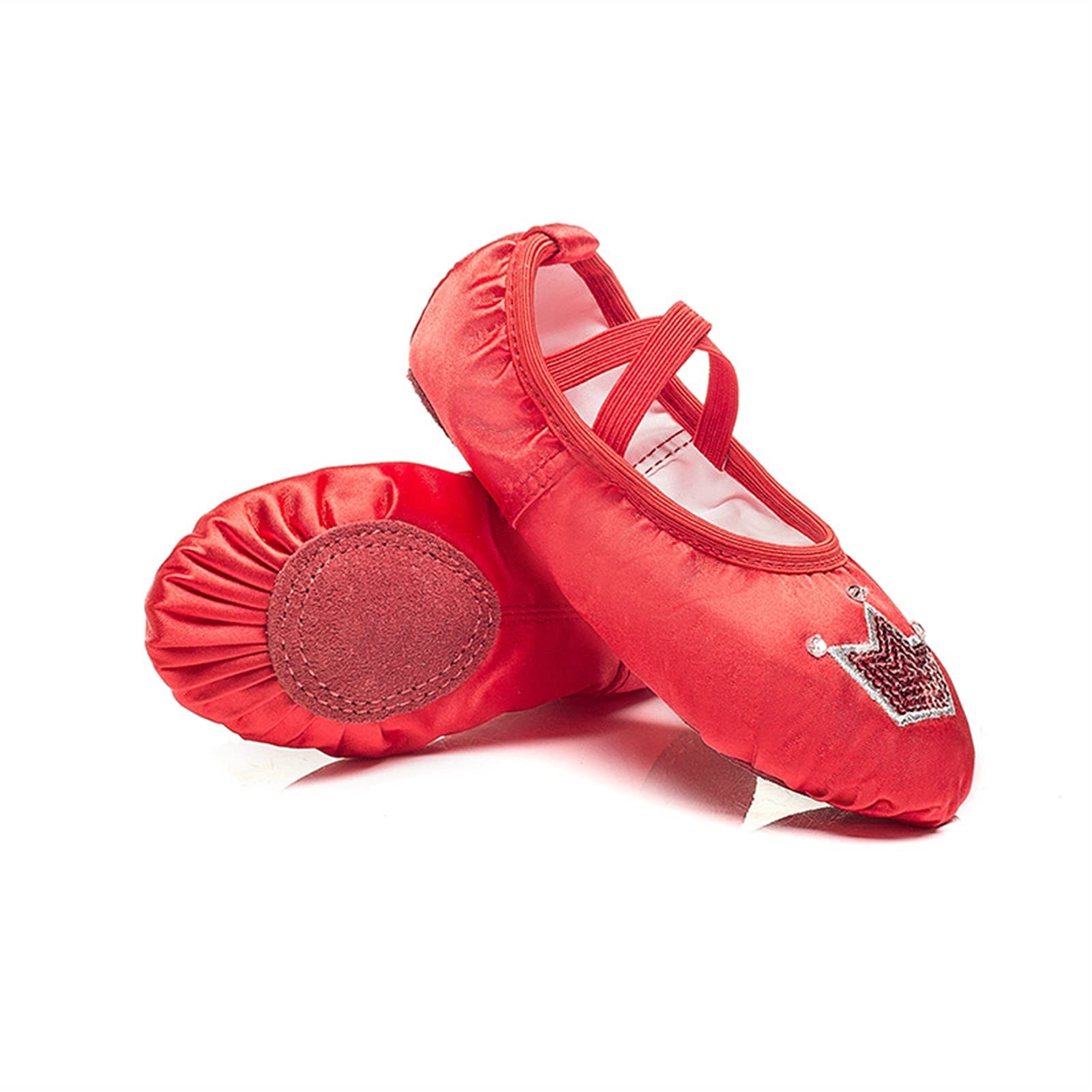 Ballett-Schuhe, 3 Paies Tanzschuhe Kinder Weiche Sohle Übungsschuhe Tanzen Mädchen Ballettschuhe(Red,25 EU)