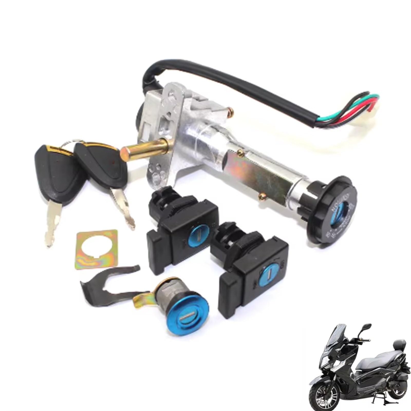 Interruptor Encendido Motocicleta para Wottan para Storm 125 para Majiester T8 T9 Cruiser Interruptor Encendido Eléctrico Tapa Gas Combustible Juego Cerradura Llave Arranque