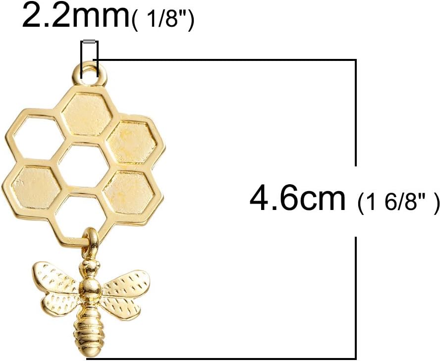 JGFinds Honeycomb Bee Charms, 20 Pack Large 1 1/8-1 3/4 Inch (Gold Tone Group) for DIY Craft Keychain, Jar Charms and Bee Embellishments, Jewelry Making Supplies : Arts, Crafts & Sewing