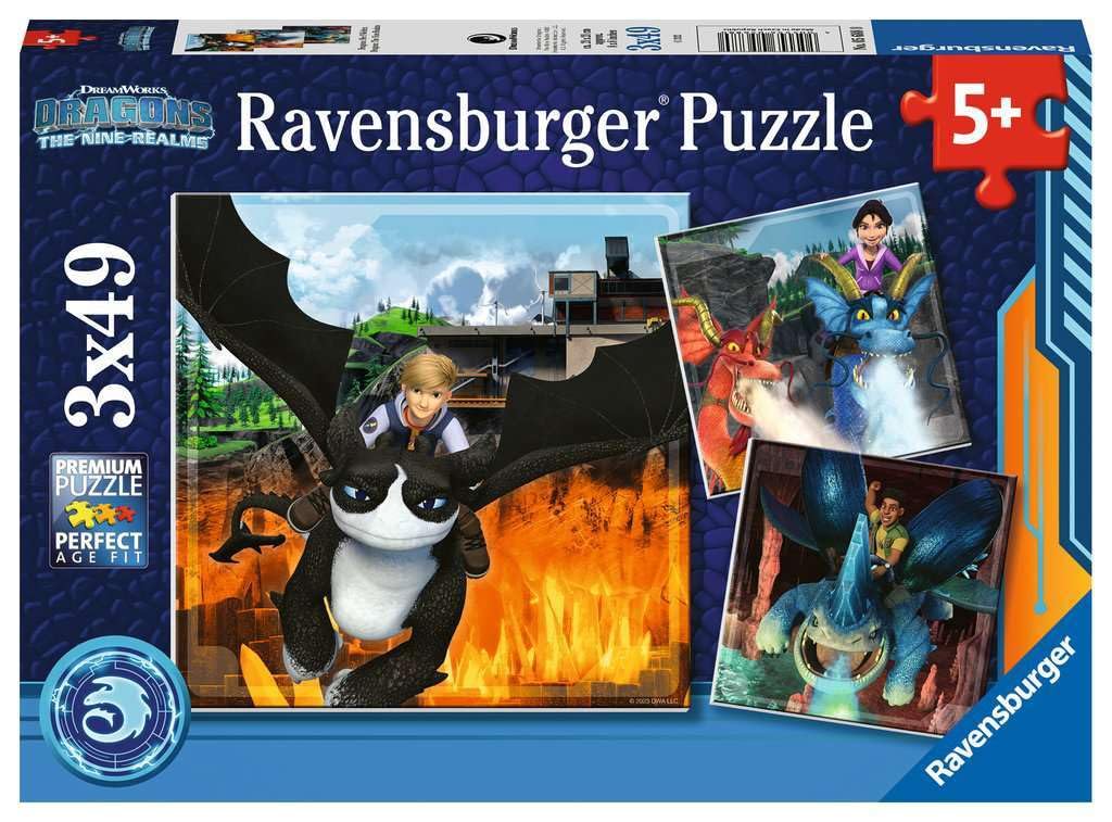 Ravensburger 5688 Dragons: The Nine Realms 3X 49 Piece Jigsaw Puzzles for Kids Age 5 Years Up