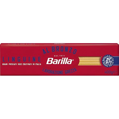 Immagine del prodotto Barilla Pasta Al Bronzo Linguine 100% Grano Italiano, Pasta Trafilata Al Bronzo con Lavorazione Grezza, Ruvidità Intensa, Formato Spesso e Corposo, Alta Tenuta di Sugo e Cottura, 400 g