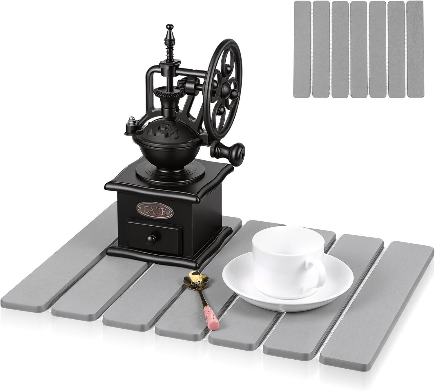 GANAZONO Diatom Mud Dish Drainer Mat for Kitchen Countertops with Quick Absorption and Sturdy Material Construction, Foldable Non-slip Kitchen Drying Mat for Dishes, Cups, Bottles,