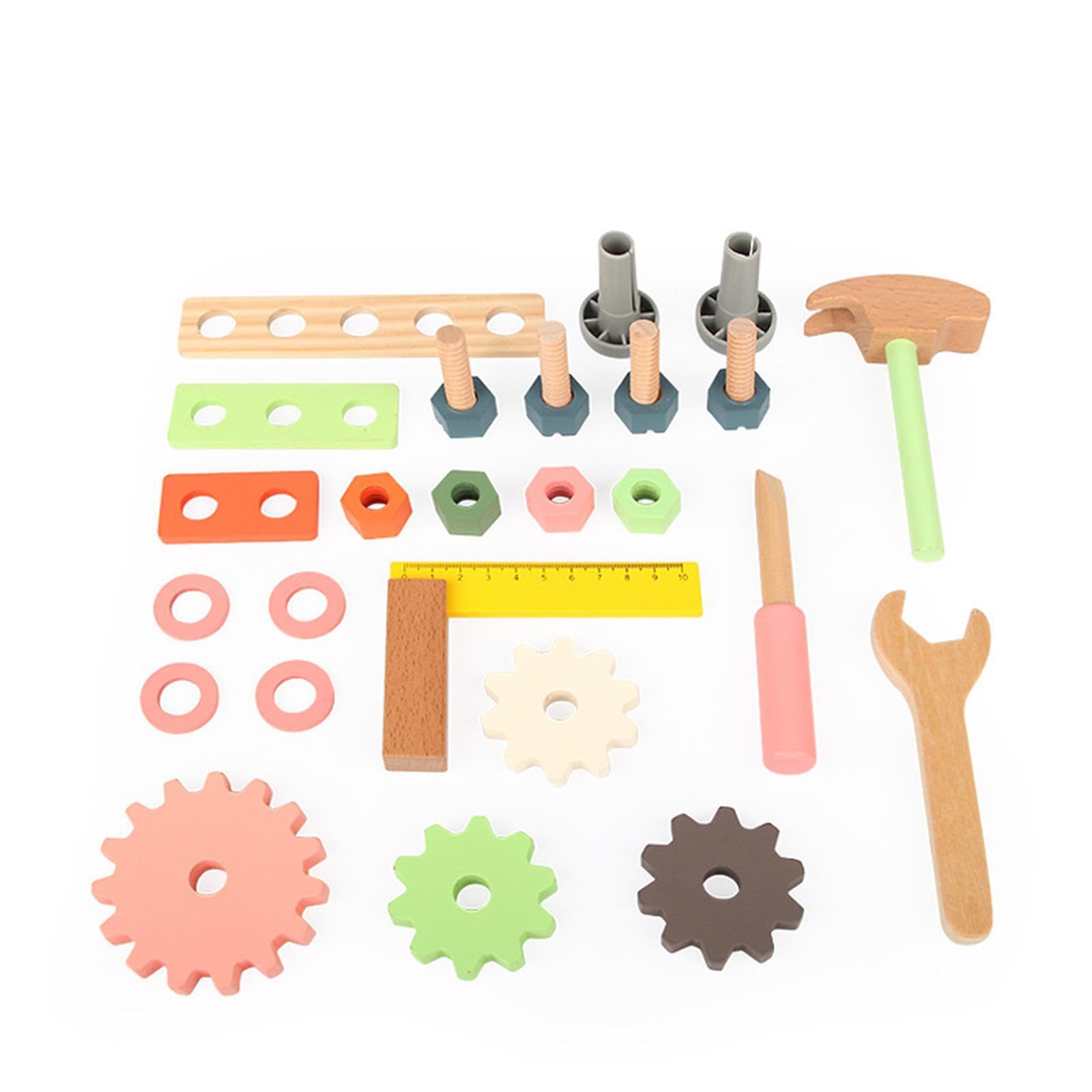 Giocattoli educativi per bambini, set di attrezzi da gioco, chiave inglese, martello, 25 pezzi, strumenti di riparazione in legno per apprendimento creativo, divertimento