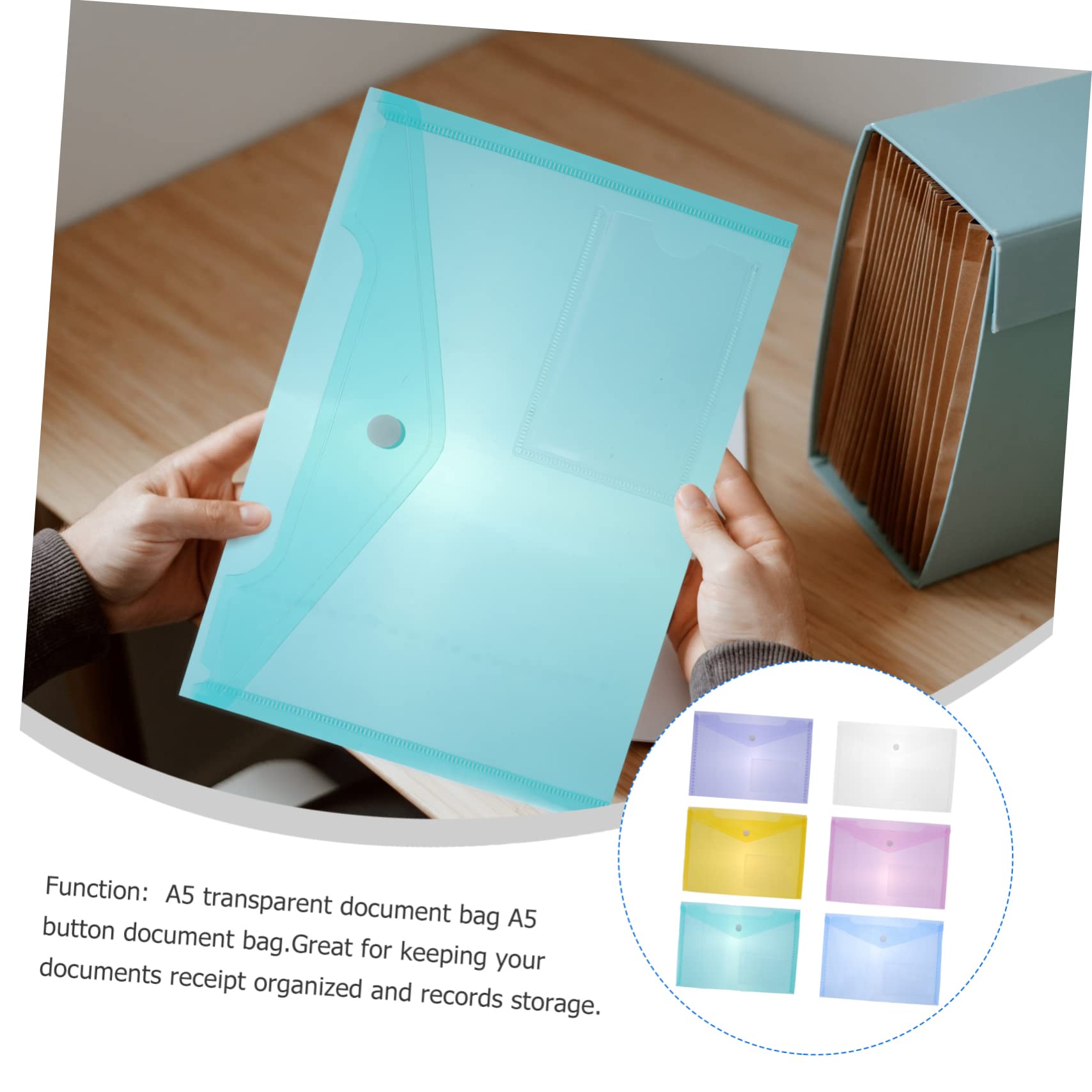 Chemise De Classement étanche En Plastique PP – 33x25x6 Cm, Fermeture Pression, Bleu – Pour Documents, école, Bureau