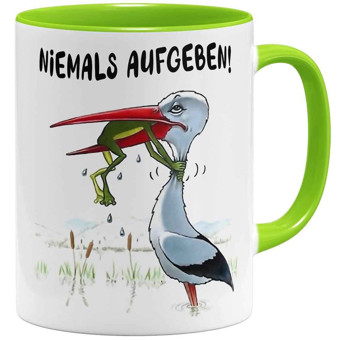 OM3® Niemals aufgeben Kaffee-Tasse mit Spruch - Motivationst