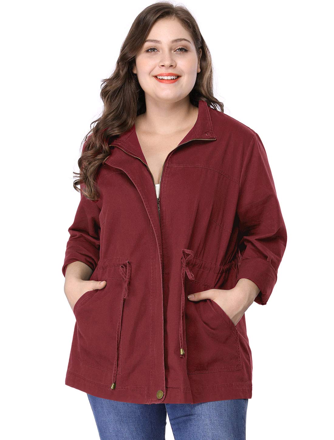Agnes Orinda Women's Plus Size Lightweight Jacket Anorak Utility Drawstring Waist Casual Jackets with Pockets 2025 Outfits
