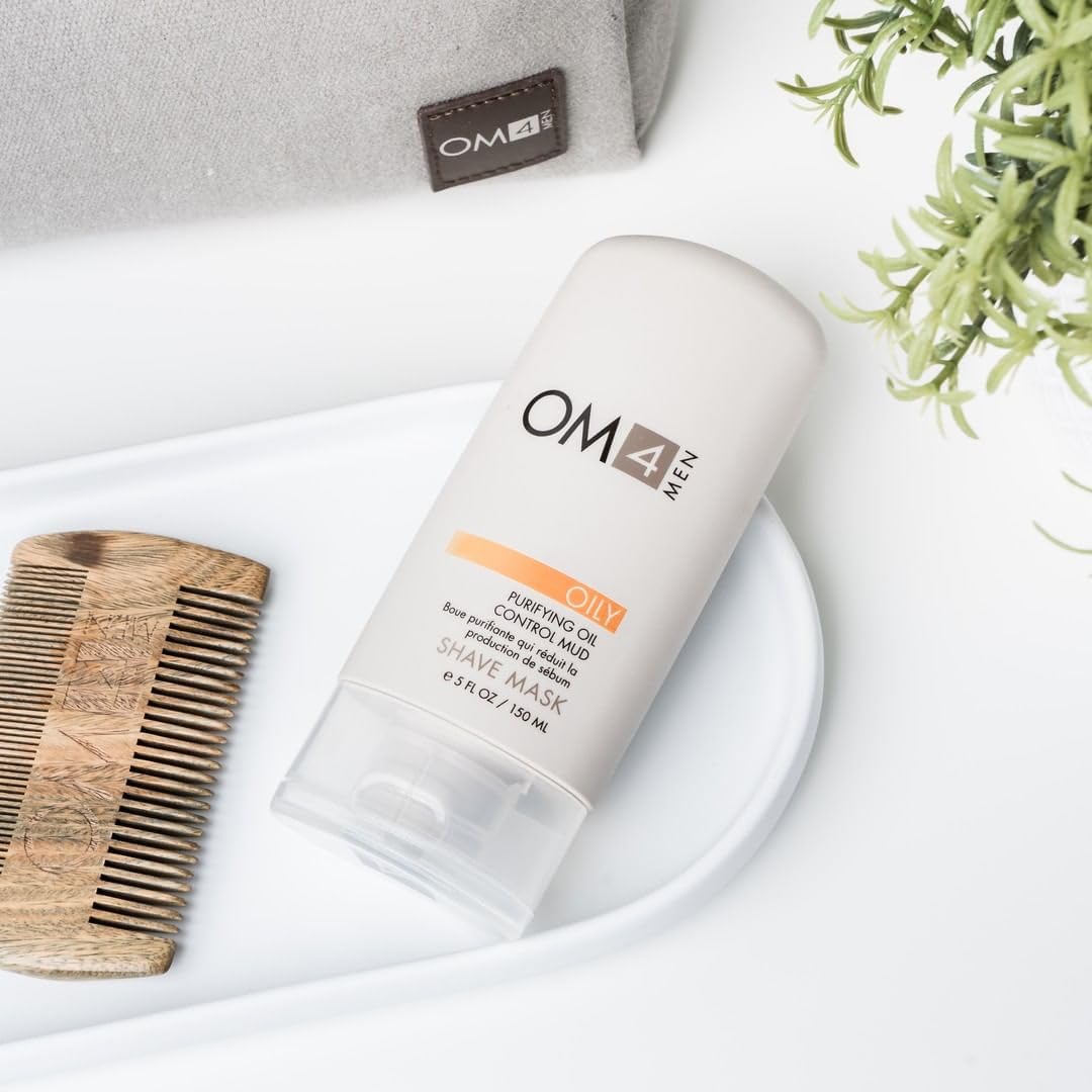 Organic Male OM4 Oily Shave Mask: Purifying Oil Control Mud - Shave Cream and Mask in 1, Oily and Breakout Prone Skin