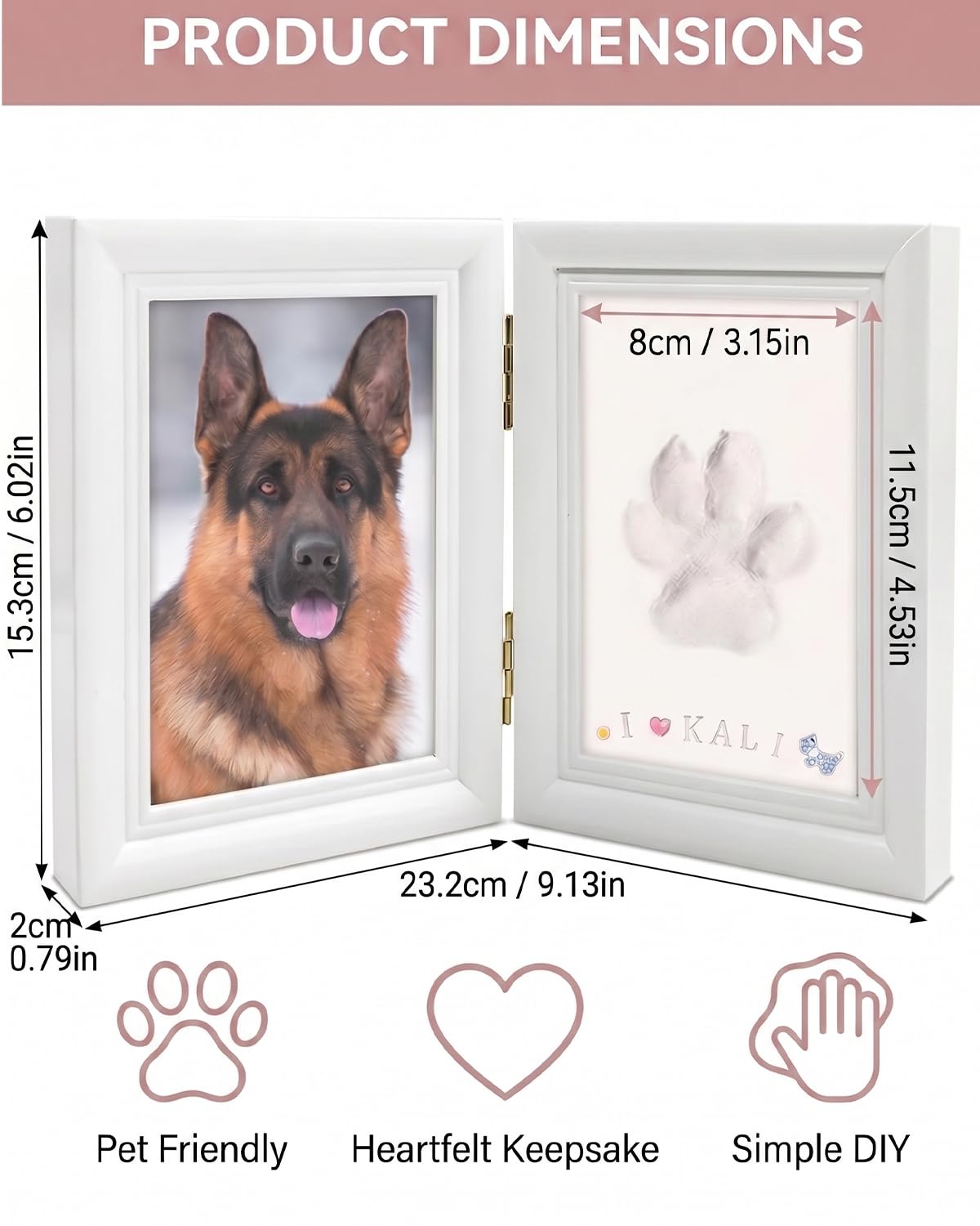 1 Set Impronta Zampa e Calco 3D per Cani Gatti, Kit Fai da Te con Cornice Foto, Crea un Ricordo Indelebile, Regalo Commemorativo