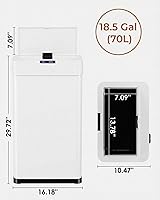 Vista 2 de TLSUNNY 18.5 Gallon Motion Sensor Trash Can,Touchless Automatic Garbage Can,Brushed Stainless Steel Smart Bin,with Bag Holder,Soft Close Lid,for