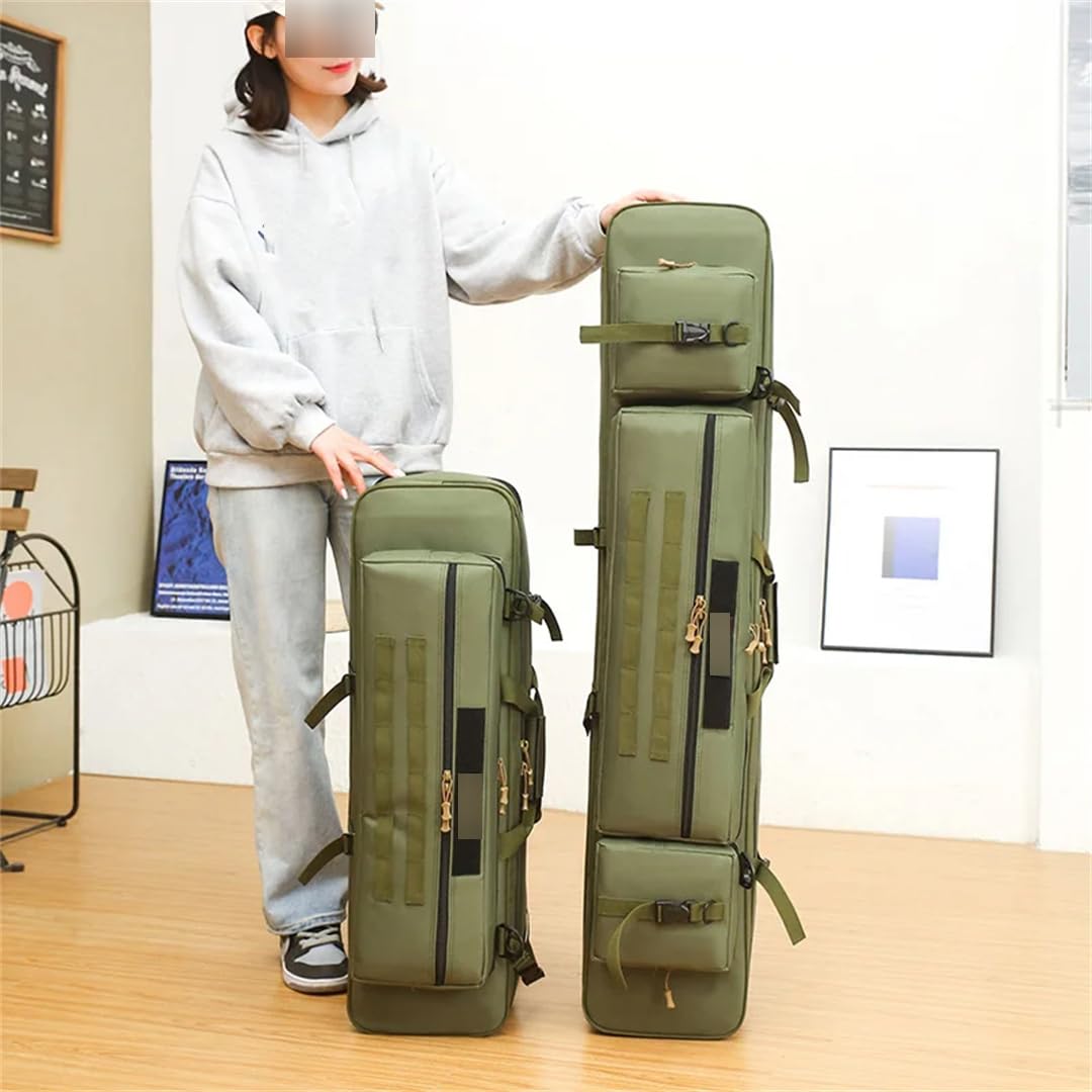 Suwequest Borsa per canna da pesca allargata portatile Borsa da pesca impermeabile Borsa da pesca multifunzione Grande capacità all'aperto Borsa da pesca per canna da mare, cachi 80 cm