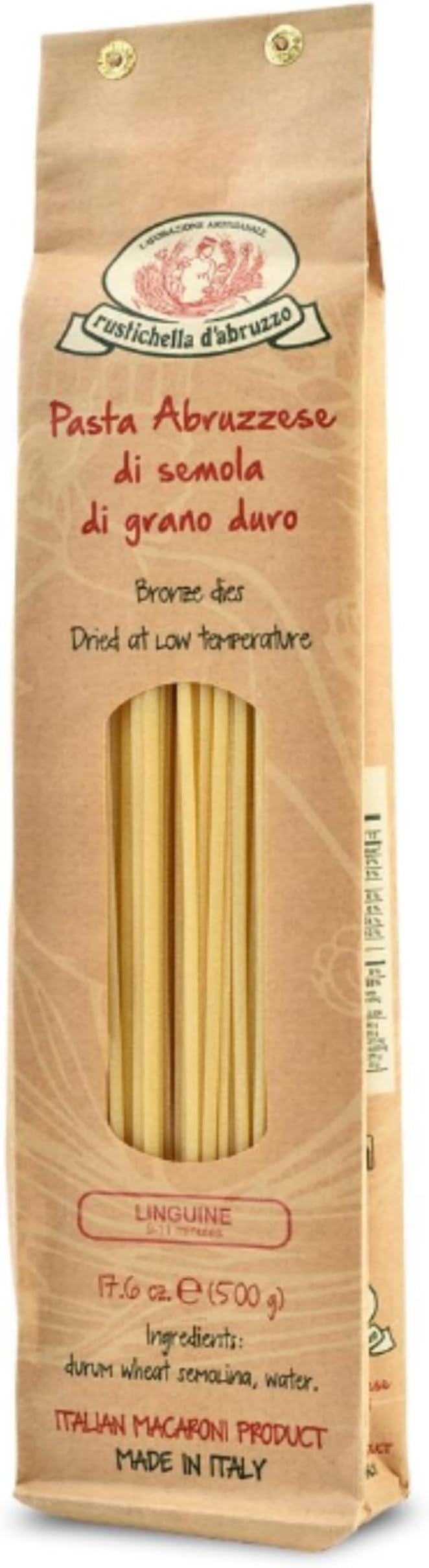 Rustichella d'Abruzzo Linguine 17.5oz - Classic Italian Long Pasta - Tongue-Shaped Bavette for Fish and Shellfish Sauces