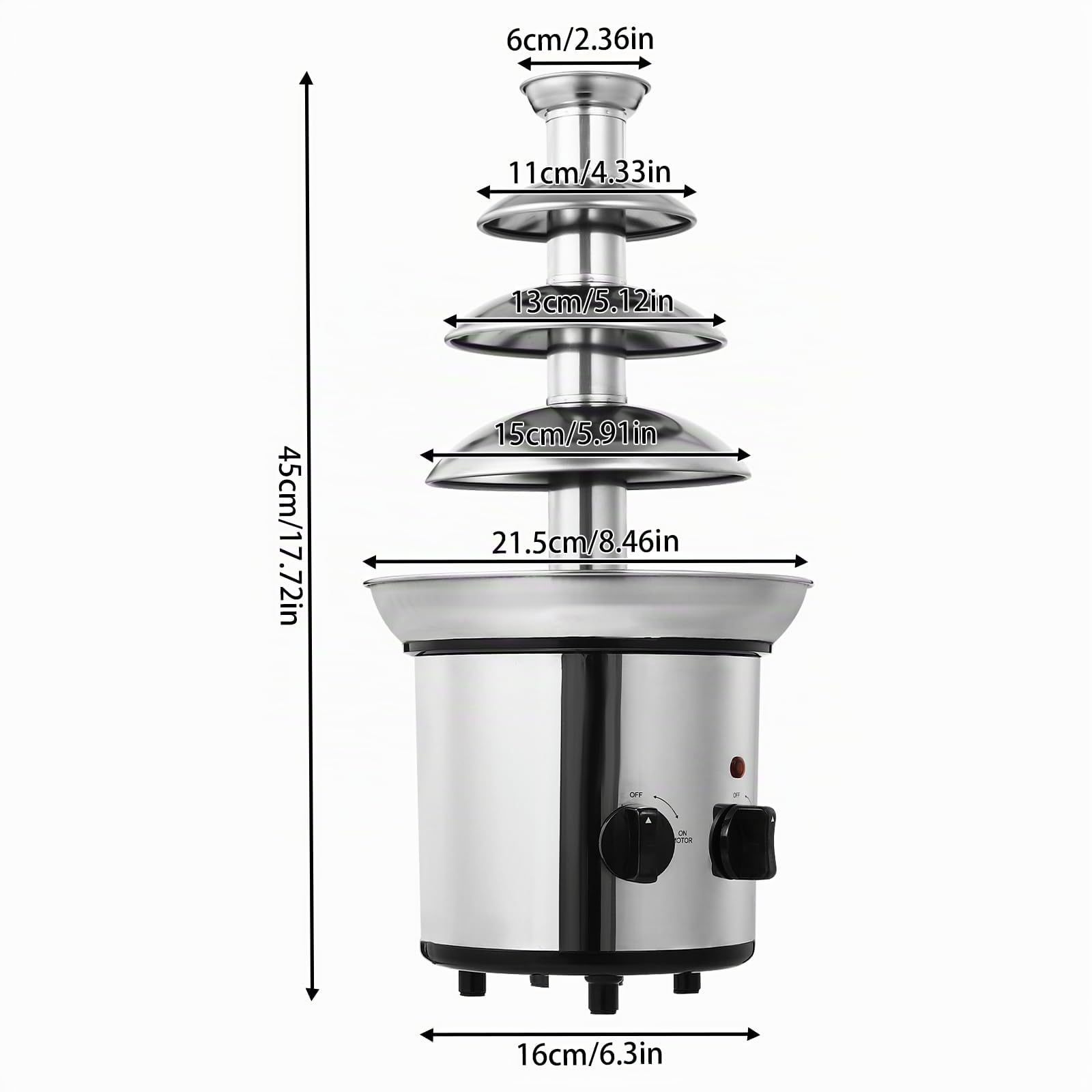 Fontaine à Chocolat 170 W Fontaine à Chocolat 4 Étages en acier inoxydable Fondue au Chocolat