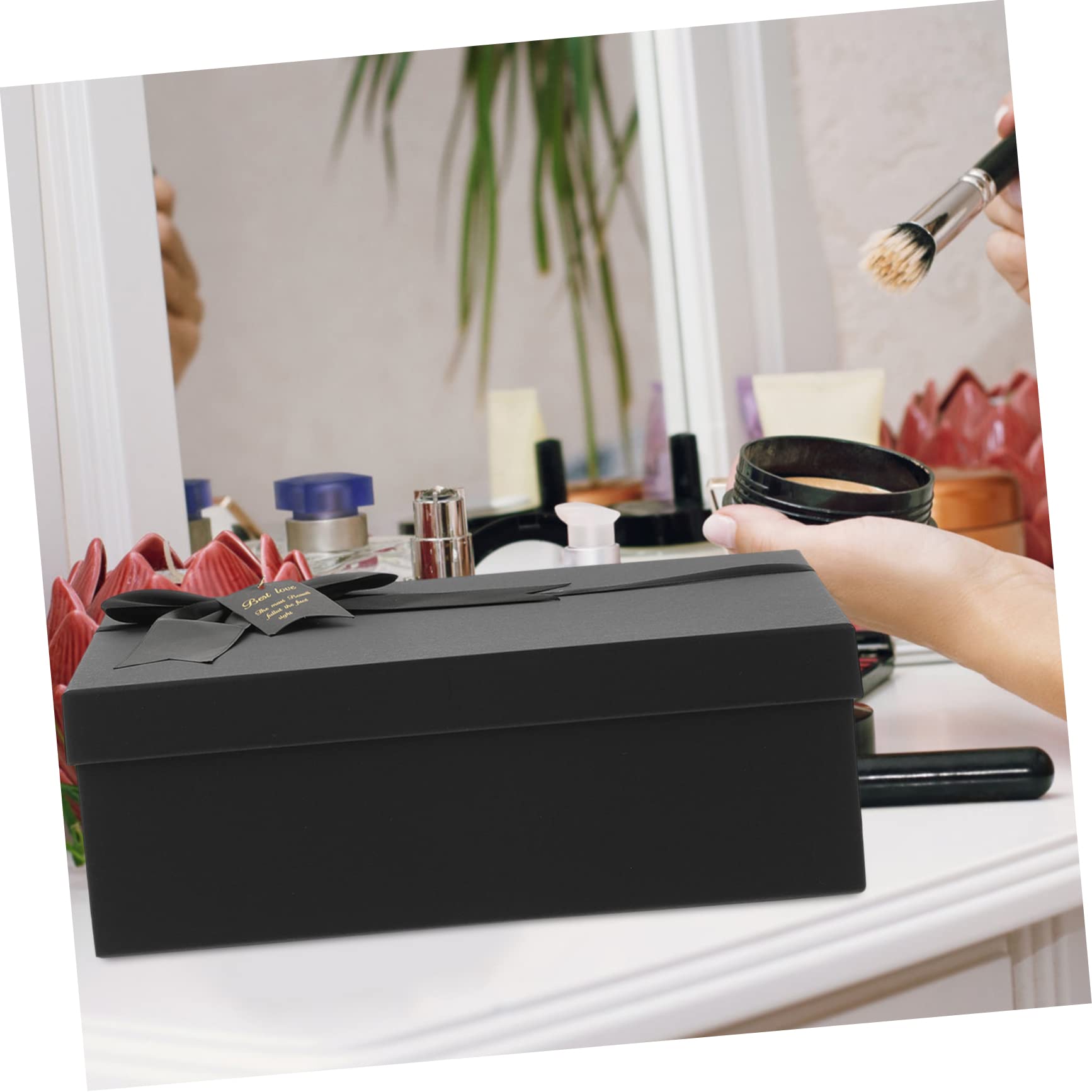 PACKOVE 2 Stück Geschenkbox Brautjungfer klein Verpackung Hochzeit wickeln Papierschachteln Präsentieren Sie Kisten dekorative Kästen mit Deckel Schmuckschatullen zum Verkauf Schwarz