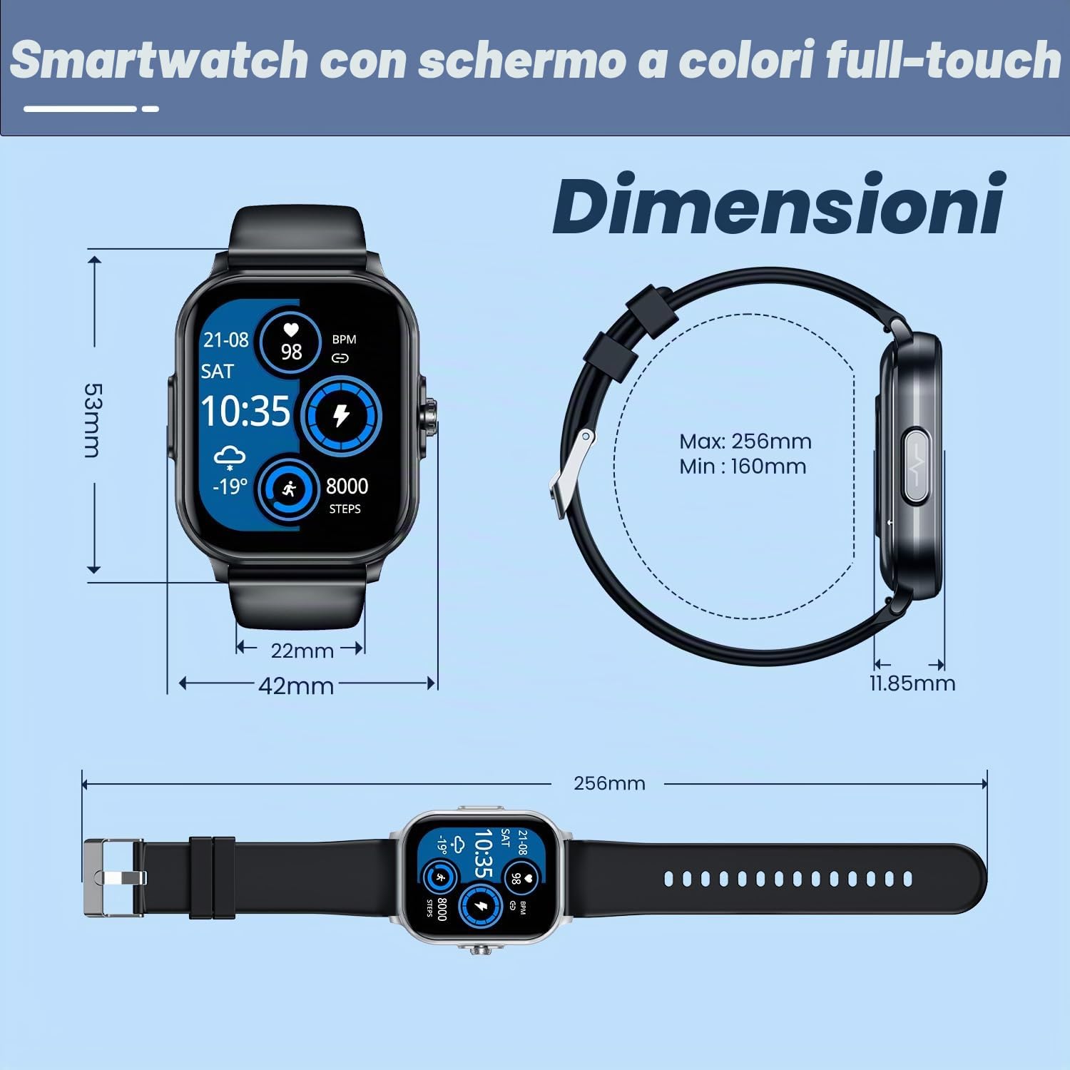 Orologio Smartwatch Uomo con Cardiofrequenzimetro Salute: 2.0" Fitness Intelligente con Orologi Chiamate Bluetooth ECG Pressione Sanguigna Sonno SpO2 Impermeabile IP68 Watch Compatibile Android e iOS