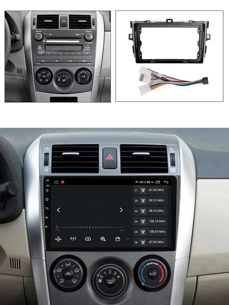Radio Consola Central Panel A Juego Arnés Marco Moldura Panel Adaptador Cable para Toyota para Corolla 2006-2013 POMPOMPUR