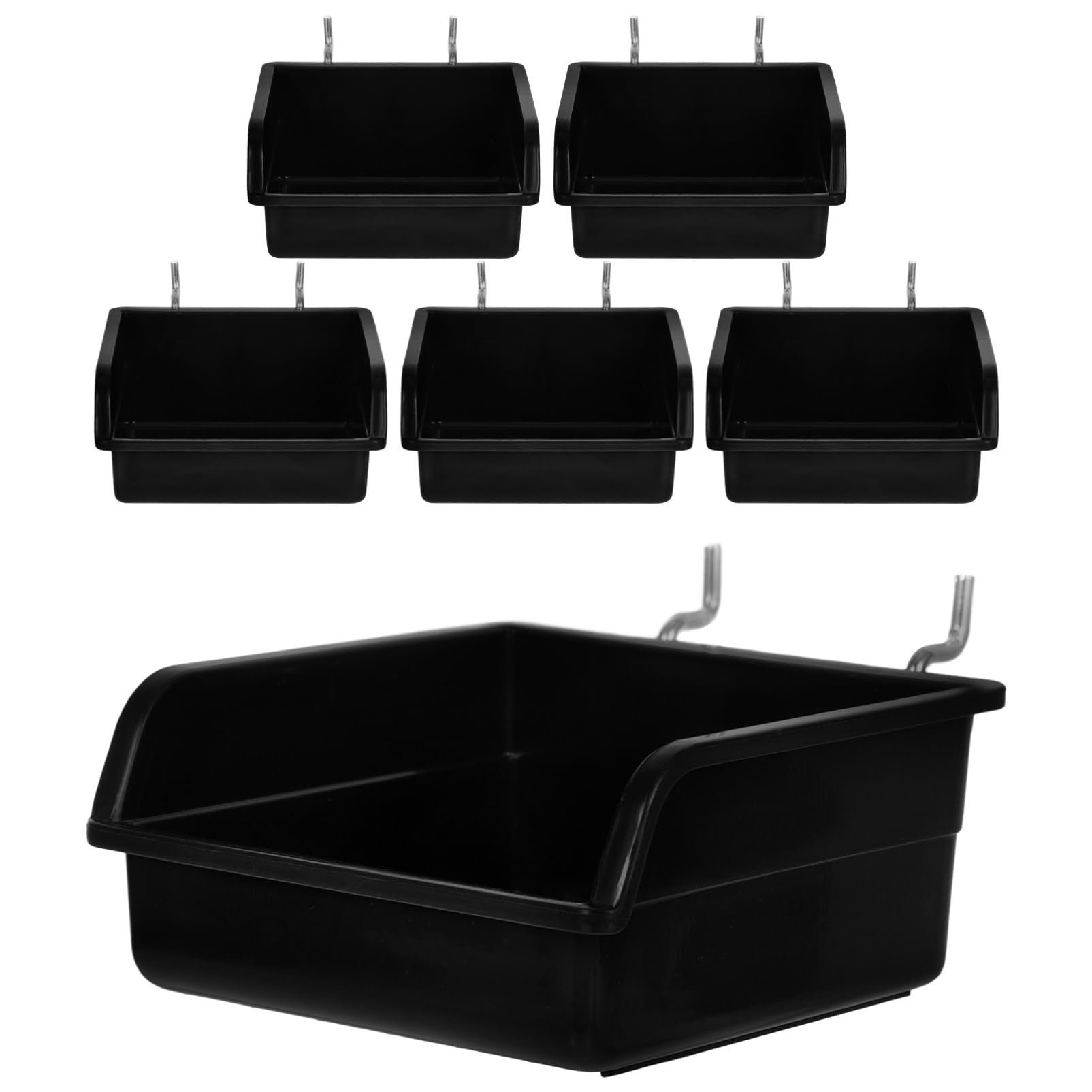 iplusmile 6 Sets Pegboard Bins Organizer Set, Pegboard Cups with Hooks Pegboard Storage Tray Pegboard Tools Organizer for Garage Workshop Craft Room B