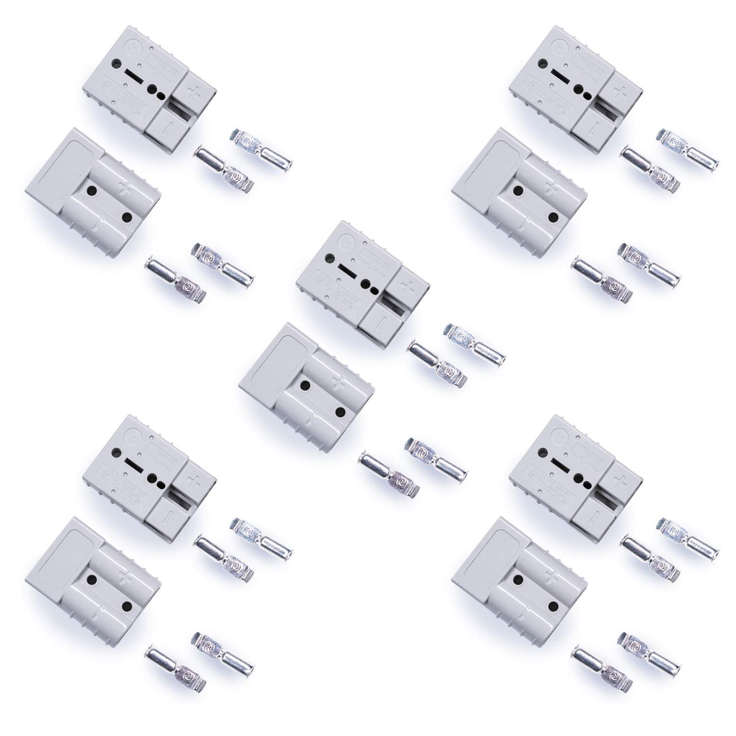 micrl 10 Pcs 50 Amp 6-8 Gauge Battery Quick Connector, Jumper Cable Plug Connect/Disconnect for Recovery Winch, Towing Systems(Grey)