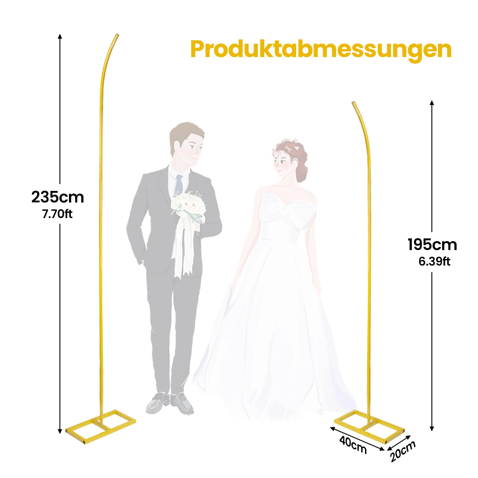 Gold Traubogen, Hochzeitsbogen Gestell, Metall Hochzeitsbogen Hintergrund Ständer, 2.04m & 2.4m Wedding Arch für Hochzeit Zeremonie, Geburtstag, Babyparty Dekoration