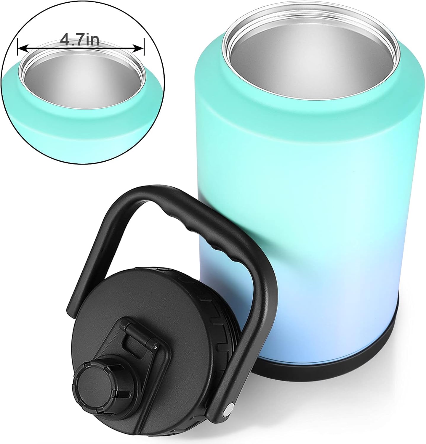 Sursip One Gallon Vacuum Insulated Jug,Double-Walled 18/8 Food-grade Stainless Steel 128oz Water Bottle,Hot/Cold Thermo,Travel/Camping/Sports/Outdoor/Driving Choice(Black) : Grocery & Gourmet Food