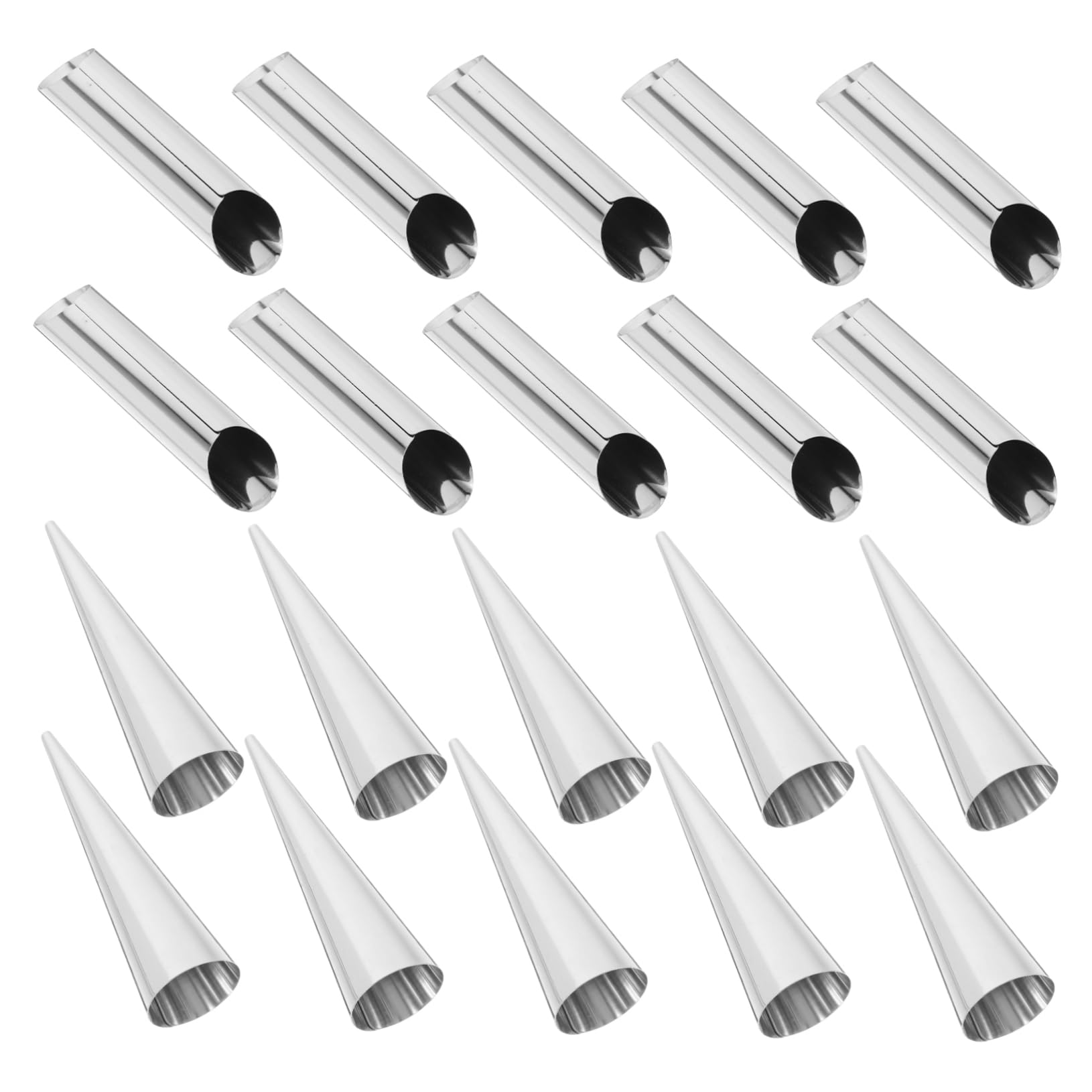 Zerodeko 20pcs Stainless Steel Conical Croissant Molds Set Non Stick Baking Tools for Pastry Making for Home and Professional Use Even Heat Distribution for Enhanced Flavor and Texture
