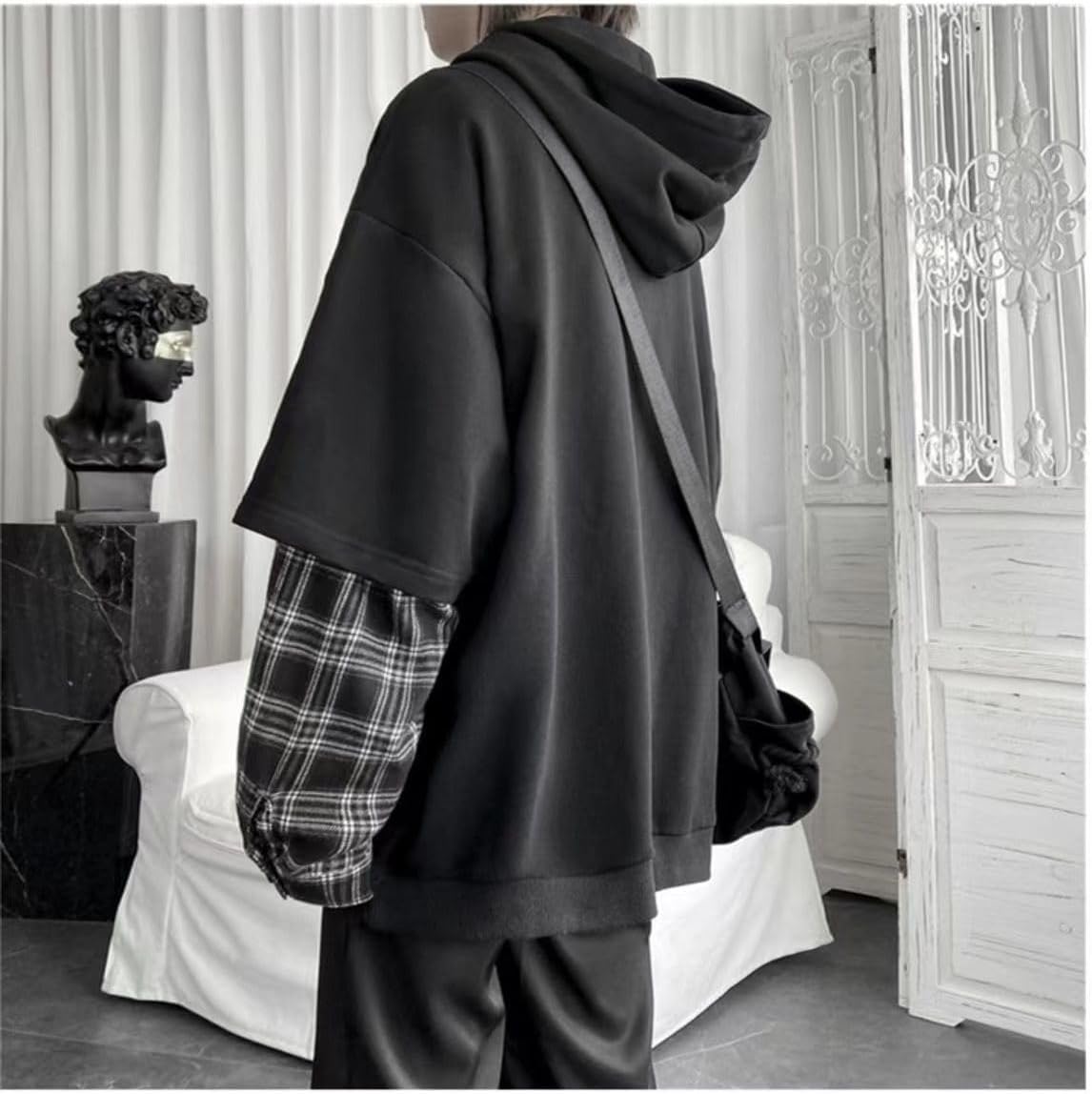 ZITEZHGO Emo Hoodie Streetwear Hoodies for Men Women Teen Boys Oversized Pullover Patchwork Sweatshirt - Image 3