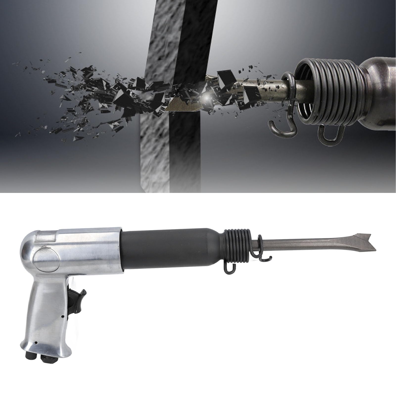 Fafeicy Martillo de Aire Industrial de Cincel Pneumático 2200bpm de 92 Mm de Pistón de 92 Mm de Entrada de Pistón 1/4 Pulgadas con 4 Cabezas de Cincel para Paneles de Metal Reparaciones