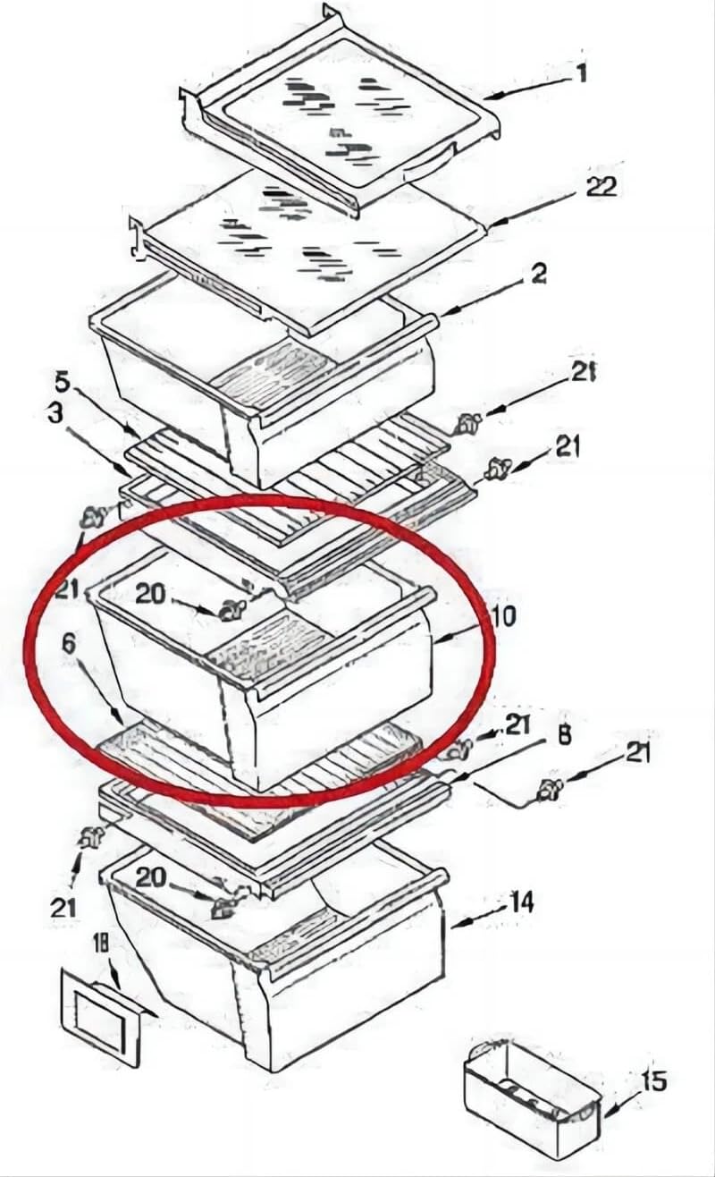 Refrigerator Crisper Drawer Upper Bin Replacement for Whirlpool WRS325FDAM04 WRS325FDAT02 WRS325FDAT04 WRS325FDAW01 WRS325FDAW02 WRS325FDAW04 WRS325FNAB00 WRS325FNAE00 WRS325FNAE01 WRS325FNAE02