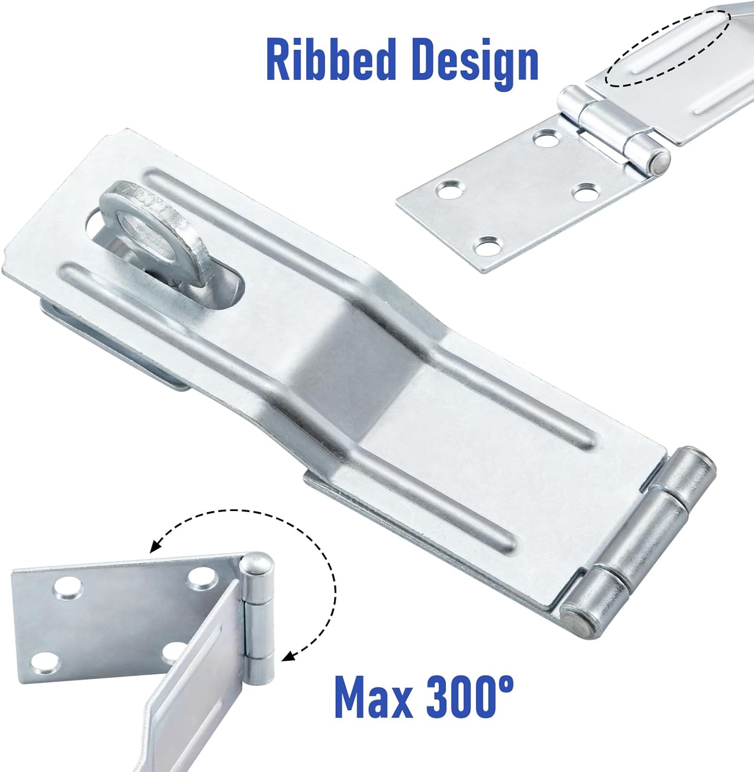 6" Swivel Staple Safety Hasps, Gate Door Hasp Latch with Twist Knob, HOME MASTER HARDWARE Padlock Clasp Lock Hasp Fence, Gate, Cabine, 4 Pack
