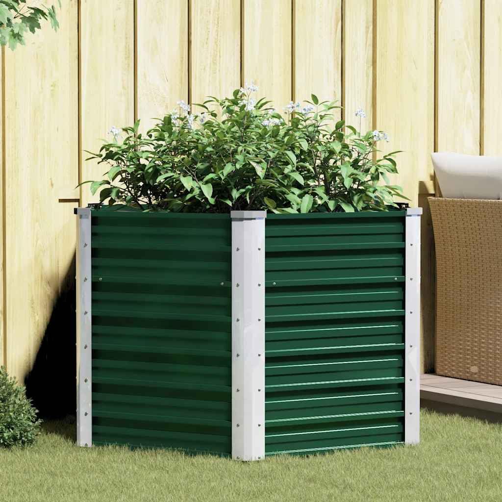 vidaXL Lit Surélevé Acier Galvanisé 129x129x77 cm Vert Jardinière Pot de Fleur