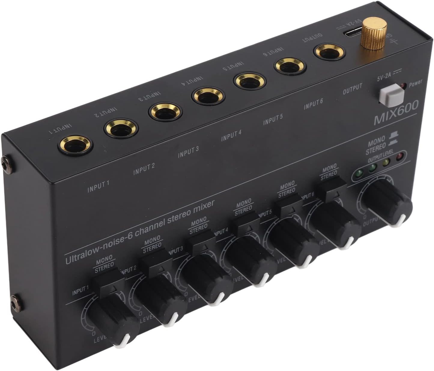 Mini Audio Mixer, Portable Stereo Line 6-Stereo Ultra, Low Noise 6-Channel For Sub Mixing, Ideal Small Clubs Or Bars, As Guitars, Bass, Keyboards 100 To 240V