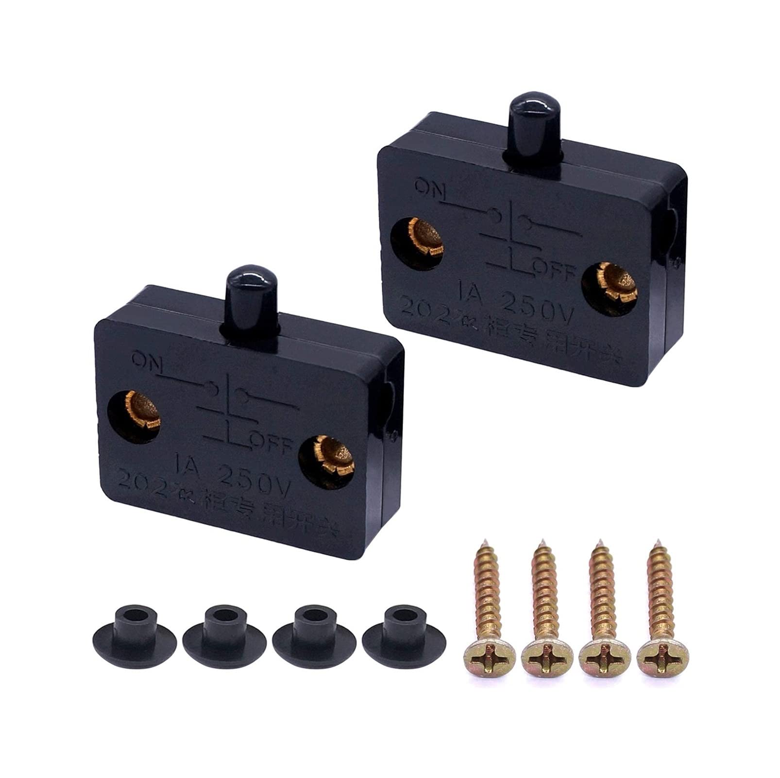 2 piezas negro armario lámpara interruptor táctil armario interruptor automático puerta cajones apertura en cierre puerta para 12 V 24 V 110 V (color: Svart)