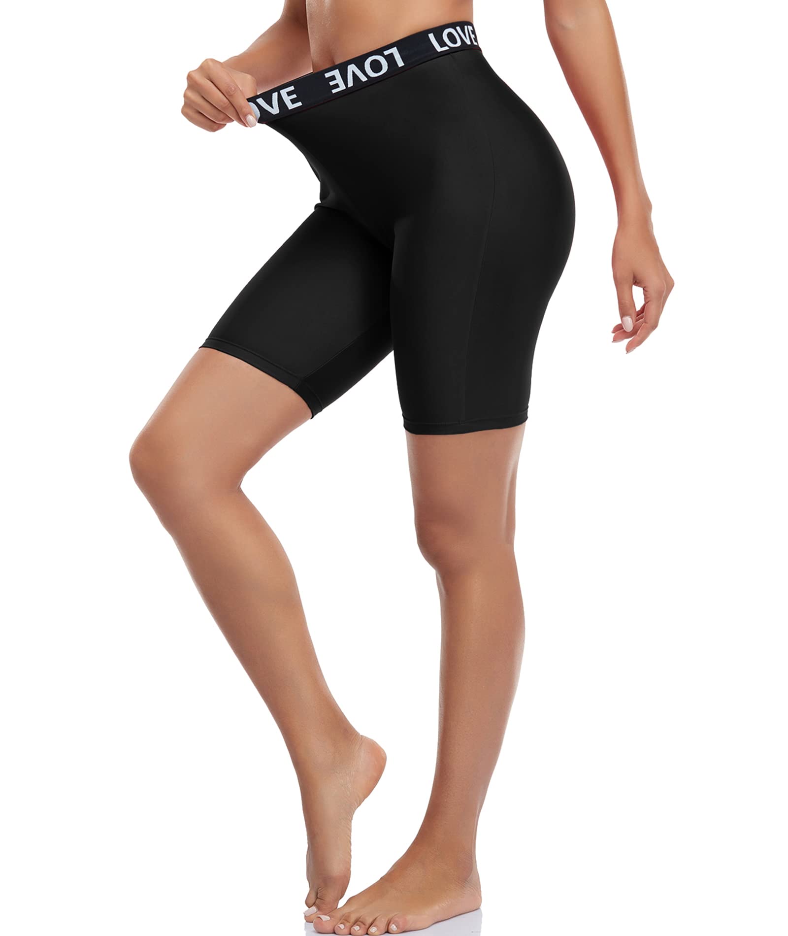 Urchics Pantalones de natación para mujer, talla grande, cintura alta, pantalones cortos de natación
