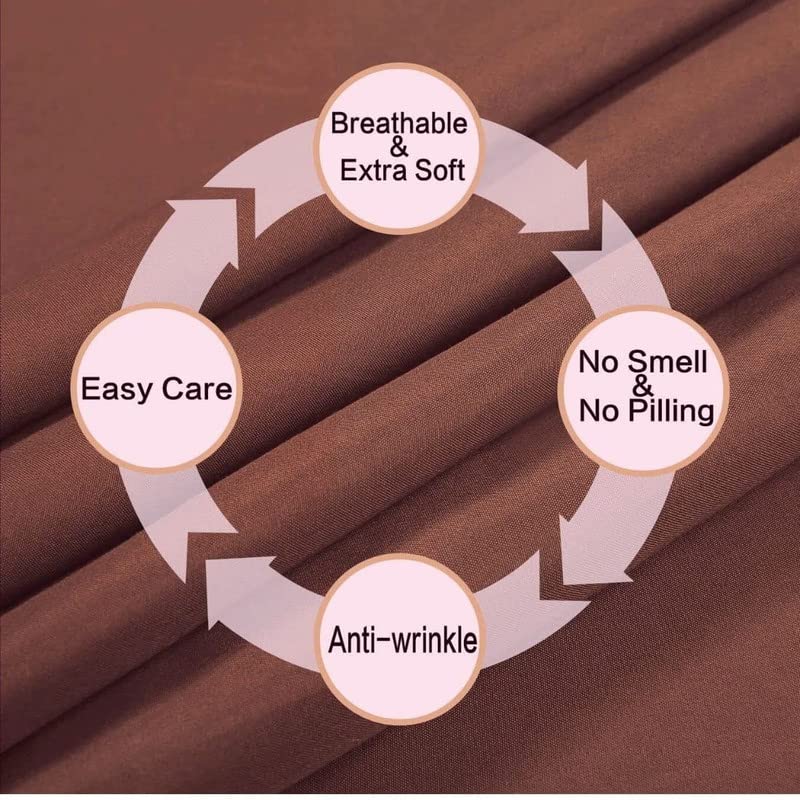 Image of Single Bed Super Solid Plain Bedsheet Cotton Microfiber with 1 Pillow Covers Brown