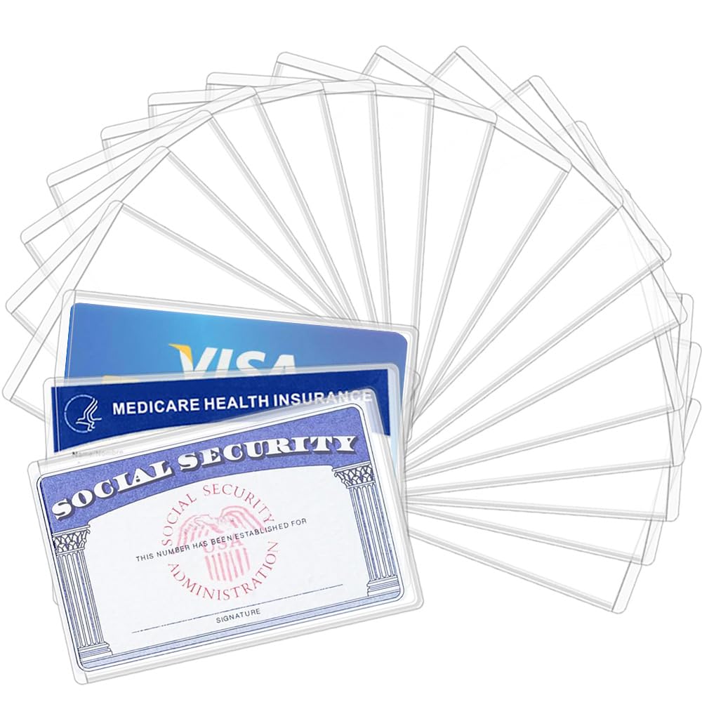 20 Pack Clear Plastic Social Security Card Protector Sleeves  RFID  Blocking Medicare ID Covers