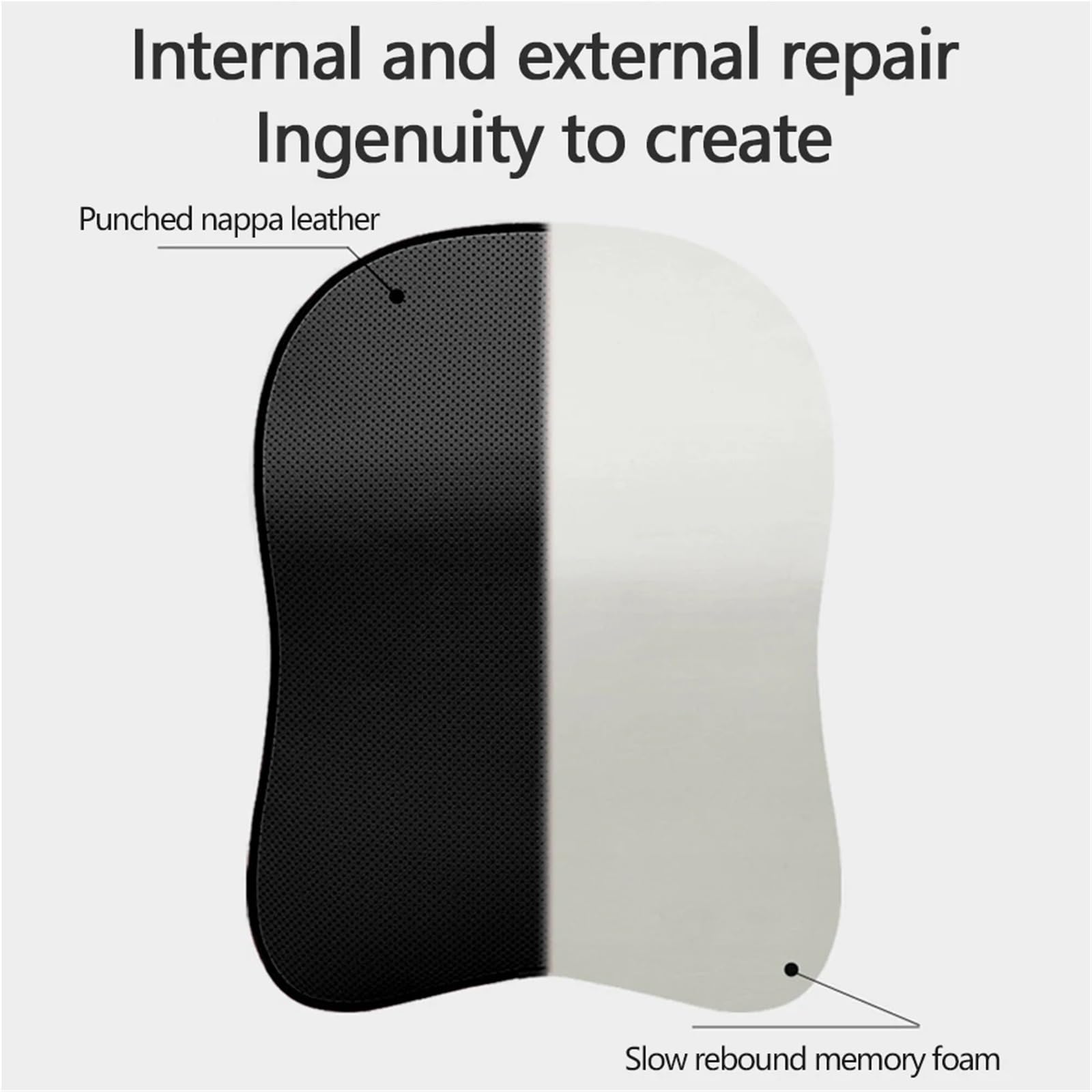 Car Pillow Driving Seat Cuscino poggiatesta per auto in memory foam 3D pelle, supporto il collo, cuscino sollievo dal dolore(Black Pillow)