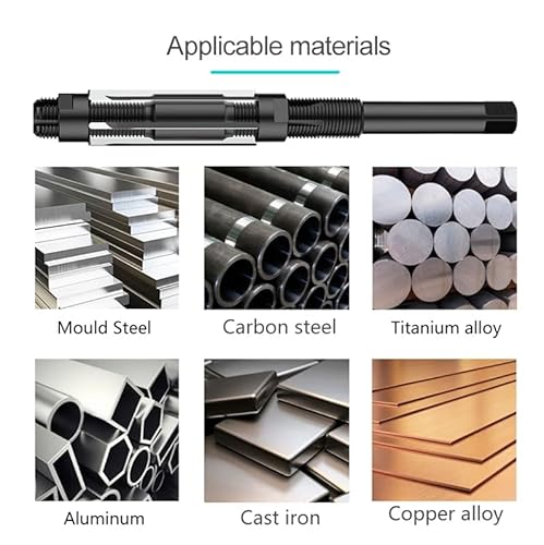 TICFOX Einstellbare Reibahle, Verstellbarer Hand Reibahle, Verstellbare Reibahle Handspannwerkzeug 6 Schneiden 64mm Länge 9SiCr 21-23mm Verstellbereich für Metall Materialien