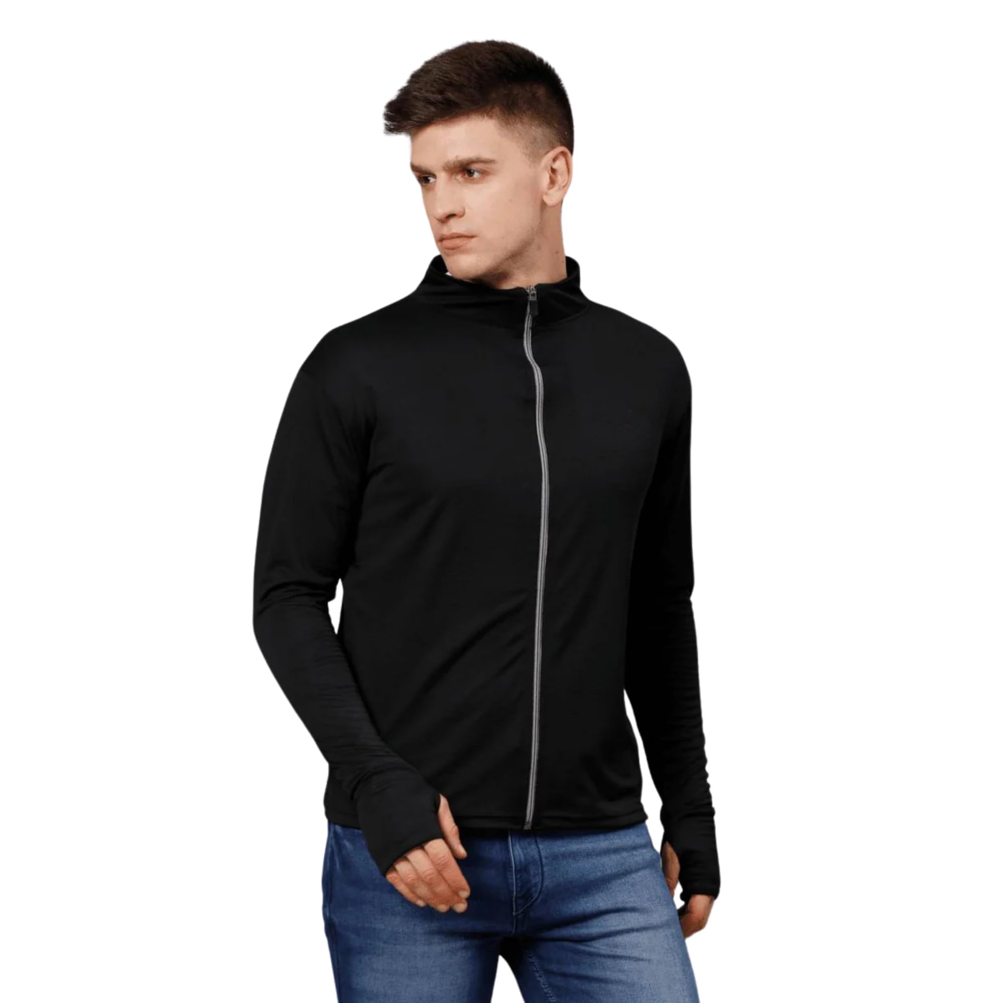 Caraba Men's Sunscreen Full Sleeves Polyester Fabric UPF 50+ Sun Protection Jacket For Running, Hiking, Sport & Outdoor Activity Rider Jacket for Men.-picture-15