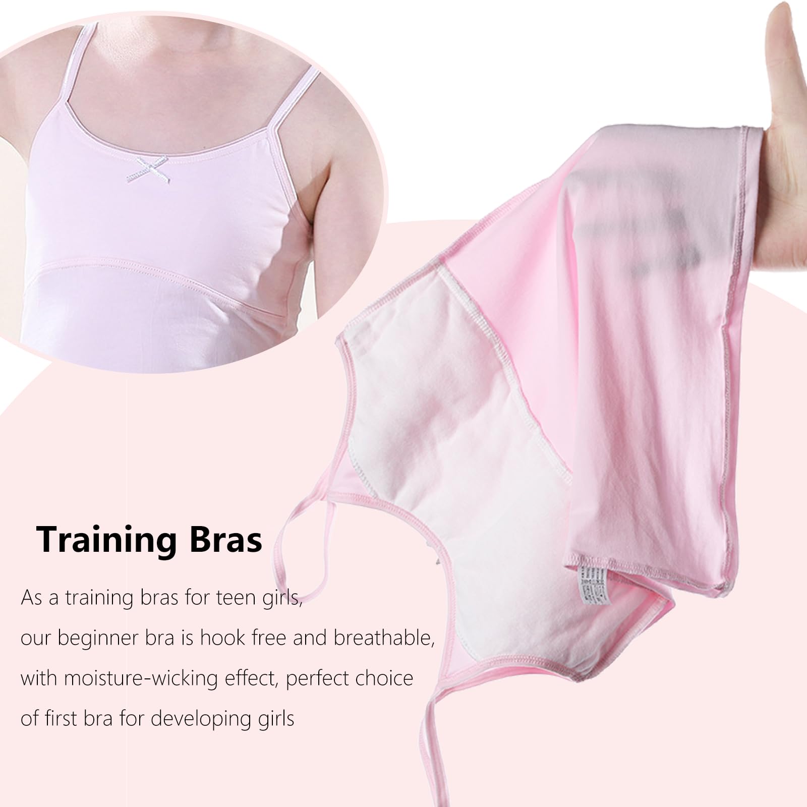 7-12 Jahre Mädchen Unterhemd mit leichten Polstern Teenager-Mädchen-Camisole aus Baumwolle Tanktops Trainings BHS Unterhemden 4Pack