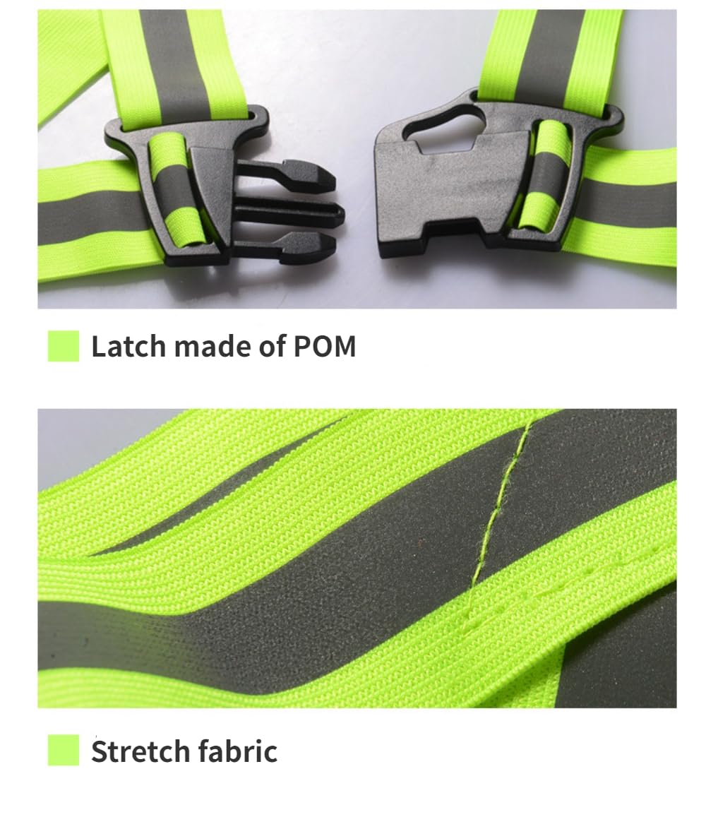 Bretelle Catarifrangenti + 2 Polsini Riflettenti Gilet Riflettente ad Alta visibilità con Sacchetto per Corsa Ciclismo attività All'aperto