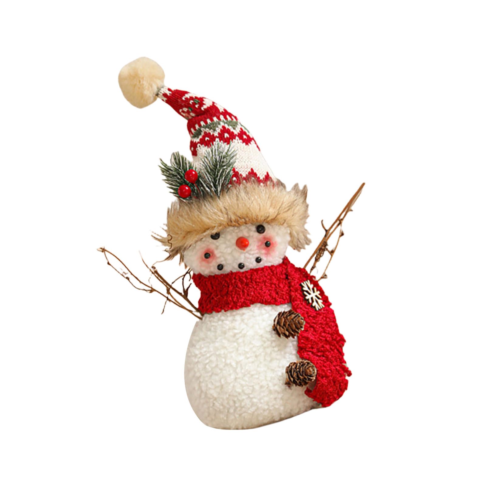Buxuaaaa Christmas Themed Accessories Plush Snowman Figurine Accessory Holiday Ornament Seasonal Tabletop Decoration Workshop Ornament