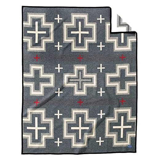 Pendleton San Miguel Warm Wool Patterned Throw Blanket, Grey, Queen Size