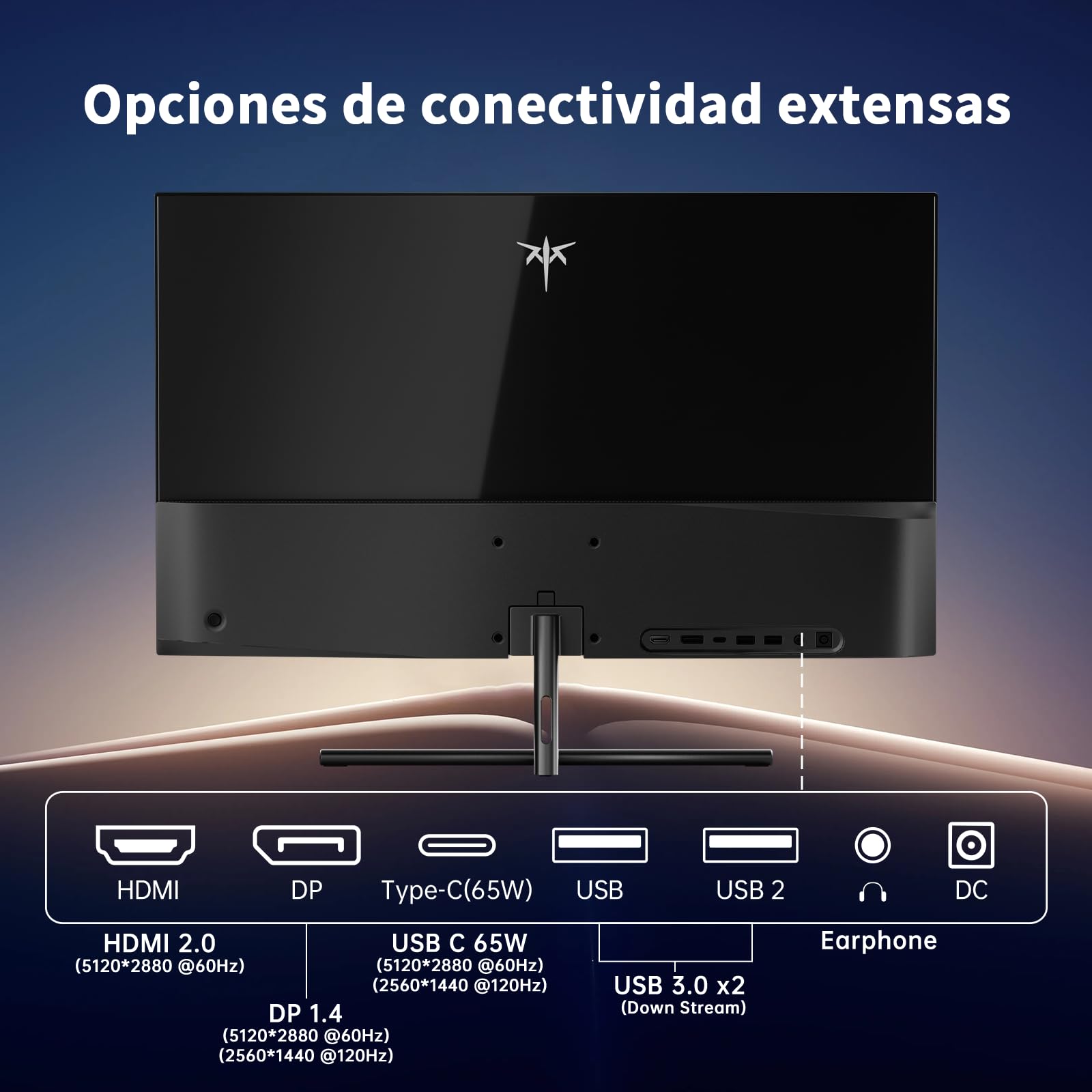 KTC Monitor 5K 27 Pulgadas | Modo Dual 5K (5120x2880) @60Hz / 2K@160Hz | 99% DCI-P3, 100% sRGB, ΔE＜2 | 1 x USB C de función Completa, 2 x USB A 3.0 | HDR400 | Compatible con Mac Mini