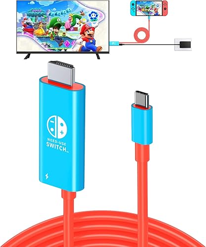 Adaptador de interruptor de TV para Nintendo Switch, estación de acoplamiento para TV, cable USB C a HDMI, USB C a HDMI con alimentación, compatible