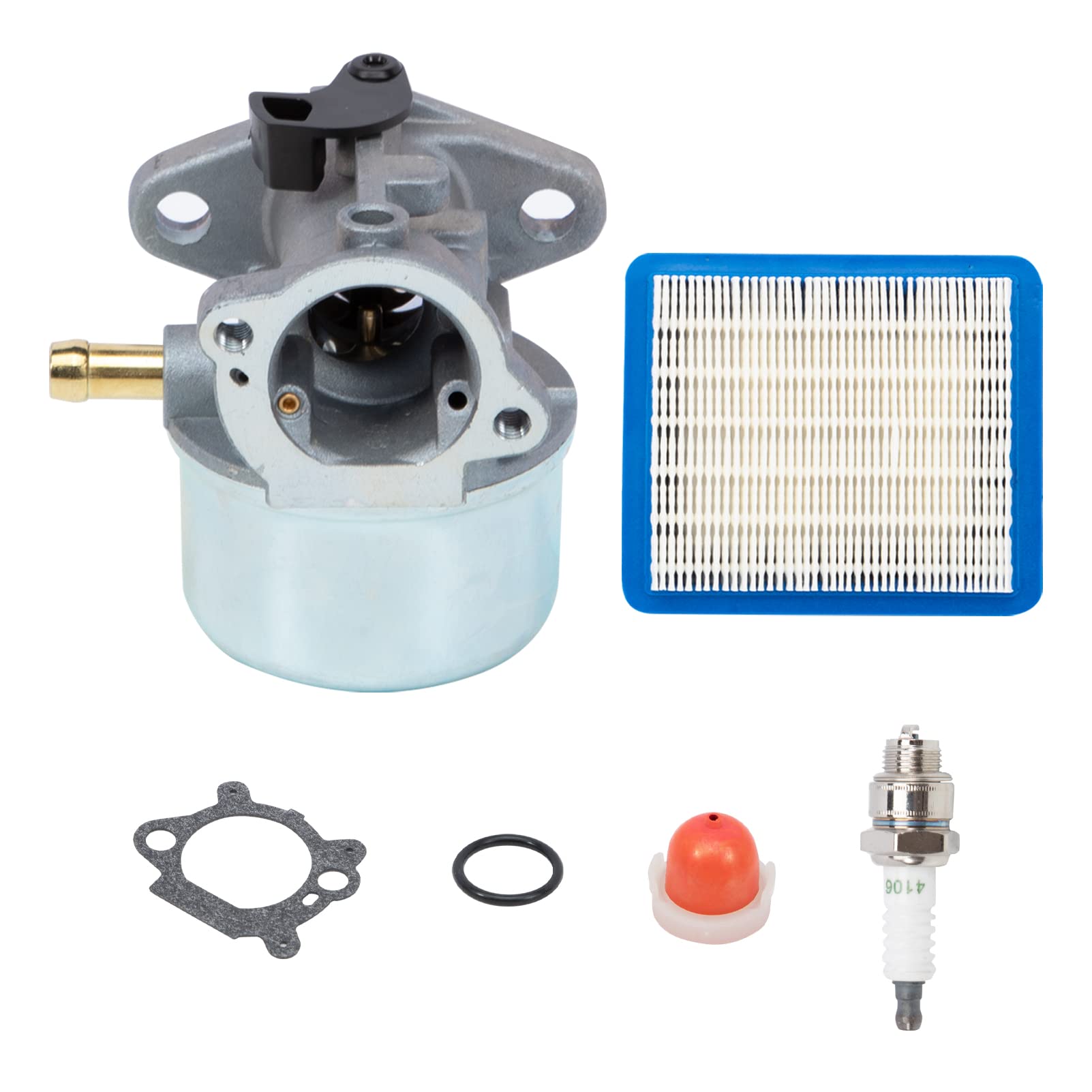 Kit de carburador 799868 con Bombilla de imprimación y Filtro de Aire para Motores Briggs & Stratton 4-7HP cortacésped 498170 497586 497314