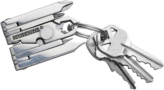 SWISS+TECH ST53100 Stainless Steel 19-in-1 Key Chain Multi Tool, Polished Finish (Single Pack)
