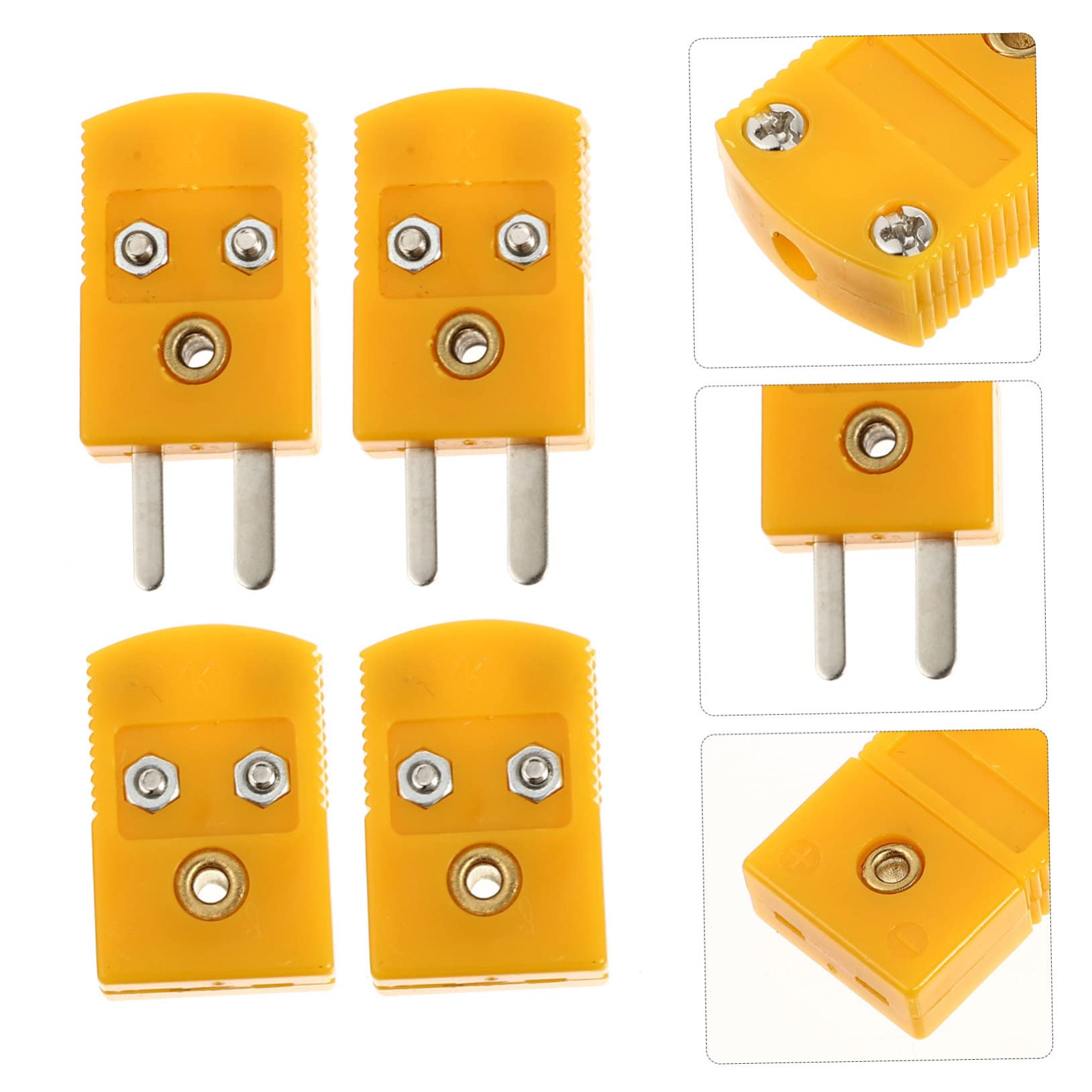 FUNOMOCYA 20 Pcs Hermaphrodite Connector K Type Thermocouple Probe 2 Pin Thermocouple Plug Thermocouple k Pin Thermocouple Plug Thermocouple Cable Type k Glass Fiber Filled Nylon Yellow