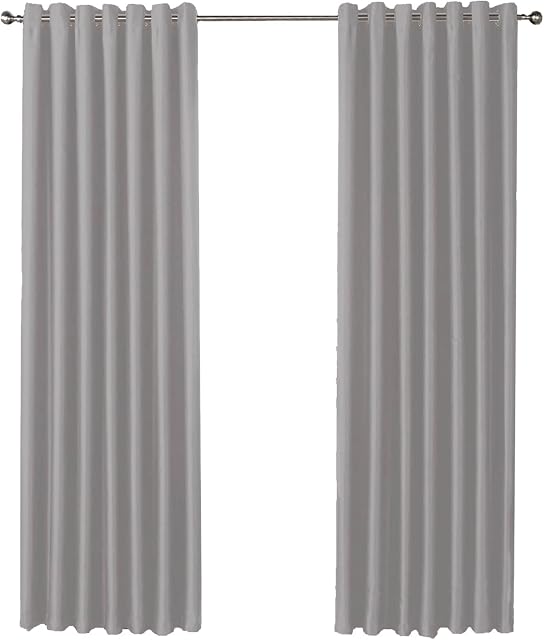 Olivia Rocco Blackout Eyelet Curtains Black Out Thermal Ring Top Curtain Pair Window Treatment Living Room Bedroom, 66" (Width) x 90" (Drop) Silver